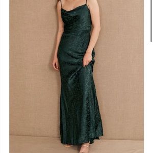 Jenny Yoo/BHLDN Gemma Dahlia Satin Dress in Emerald - Size 2